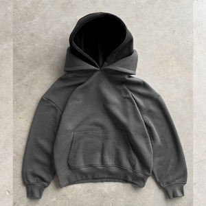 <b>Mens</b> Oversized Raglan Sleeve Hoodie Dark <b>Grey</b> Solid Color Casual Pullover <b>Sweatshirt</b> With Kangaroo Pocket - Product Image 1