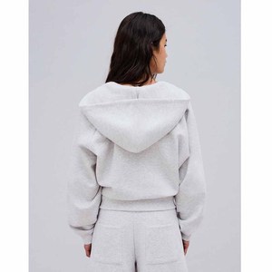 Ensemble de survêtement décontracté gris à capuche zippé pour femme, coupe ample, deux pièces, manches longues, couleur unie, toutes saisons, vêtements de sport - Product Image 6