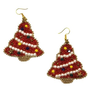 CRYSTAL CRAFT New Fashion Hand-woven Rice Beads Flower <b>Tassel</b> Baking Paint Beaded Flower <b>Earrings</b> Women - Product Image 1