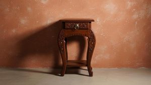 Handcrafted Sheesham Wood Side <b>Table</b> with Drawer | Carved <b>Bedside</b> <b>Table</b> for Bedroom & Living Room - Product Image 3