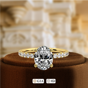 แหวนแต่งงานเพชรทรงรี 1 กะรัต เพชรเพาะเลี้ยงในห้องปฏิบัติการ ประดับเพชรแบบปาเว่ แหวนเจ้าสาวสำหรับเป็นของขวัญ แหวนเพชรทรงรีสำหรับผู้หญิง เพชรรับรองโดย IGI - Product Image 3