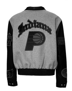 เสื้อแจ็คเก็ตวาร์ซิตี้แบบอังกฤษโบราณ ยี่ห้อ Pacers ทำจากผ้าขนสัตว์และหนัง - Product Image 3
