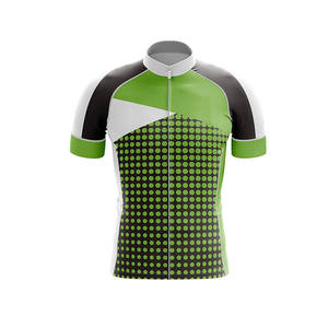 Maillot de Ciclismo Unisex sin Mangas, Verde, Negro, Blanco, con Diseño de Puntos, Cuello en V, Cierre de Cremallera, Absorbe la Humedad, Poliéster, Corte Regular, Personalizado - Product Image 2