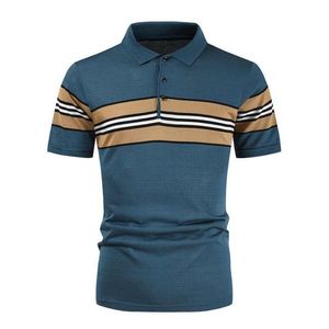 Men's Striped Short Sleeve <b>Polo</b> Shirt Knitted Casual Regular Fit Red with Beige and <b>White</b> Stripes - Product Image 5