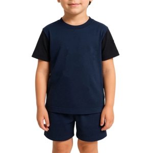 เสื้อยืดแขนสั้นสำหรับเด็กผู้หญิงและกางเกงขาสั้นผ้าวาฟเฟิลแบบ 2 ชิ้น ชุดลำลองสำหรับเด็กวัยหัดเดิน เสื้อผ้าระบายอากาศได้ดี พร้อมชุดเข้าชุด - Product Image 1