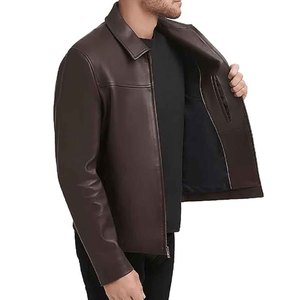 Mens <b>Leather</b> <b>Jacket</b> Cowhide Biker Motorcycle Slim Fit <b>Winter</b> <b>Jacket</b> Custom Logo OEM Supplier - Product Image 2