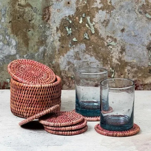 Natural Round 4 inch size Cane <b>Drink</b> <b>Coaster</b> Cane wood tea <b>coaster</b> For Home Office Table decoration At Wholesale Cheap Price - Product Image 4