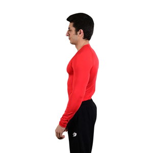 Camiseta de Compresión Roja de Manga Larga para Hombre, Cuello Redondo, Ajustada, para Gimnasio, Entrenamiento, Deporte, Ropa Deportiva, Capa Base - Product Image 3