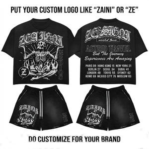 Conjunto de Camiseta y Pantalones Cortos para Hombre, Premium, 180 GSM, 100% Poliéster, Blanco y Negro, Sólido, Verano, Transpirable, Logotipo Personalizado en Relieve, Ropa Casual - Product Image 1
