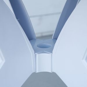 Tavolo da Pranzo Pieghevole in Lega di Alluminio Resistente con Foro per Ombrellone, Tavolo Rotondo da Esterno per Giardino, Prato e Cortile in Bianco - Product Image 6