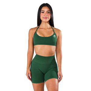 Soutien-gorge de sport sans couture à col halter pour femme, coupe minimaliste, haute élasticité, pour yoga, gym, entraînement, athleisure, vêtements de sport OEM - Product Image 2