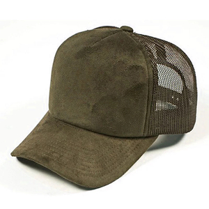 Wholesale Custom 5 Panel Suede Trucker <b>Cap</b> Embroidery Woven Patch Logo Mesh Snap Back Gorras High Quality Mens Trucker <b>Hat</b> - Product Image 5
