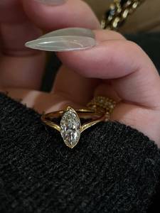 Bague de fiançailles et de mariage solitaire en diamant taille marquise certifiée IGI, plaquée or, VVS1, pour femme - Product Image 2