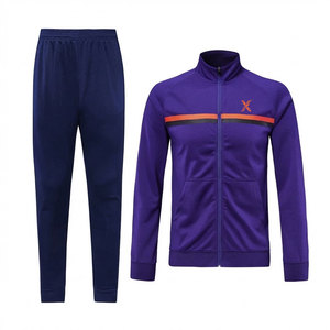 Survêtement de football d'hiver pour club, veste d'entraînement à cordon de serrage et pantalon assorti avec poignets élastiques, 100 % polyester - Product Image 1