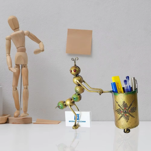 Handmade Golden Iron Ant <b>Card</b> Holder Stationery Organizer Unique Quirky Golden Iron Ant Desk Organizer - Handcrafted Metal - Product Image 6