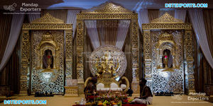 Hermosa decoración de escenario dorado para bodas musulmanas indias para recepción y decoraciones de boda Nikah - Product Image 3