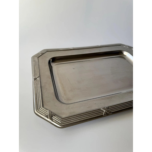 Bandeja de Servicio de Acero Inoxidable de Diseño Simple y Lujoso con Plato Rectangular Decorativo de Color Plateado para Hotel y Catering - Product Image 4