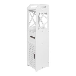 Mensola portaoggetti da bagno bianca con cassetto, organizer multi-scomparto, impermeabile, anti-marciume, ecologico, triangolare - Product Image 3