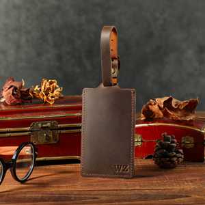 Custom Full Grain Leather Luggage Tags Privacy Flap Travel Bag Tags Luxury Suitcase <b>Name</b> <b>Labels</b> Supplier LMP-0297 - Product Image 1
