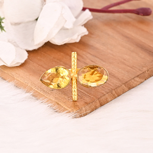 Elegant Citrine Hydro Brass <b>Adjustable</b> <b>Ring</b> Handmade Gemstone Jewelry for Women - Product Image 4