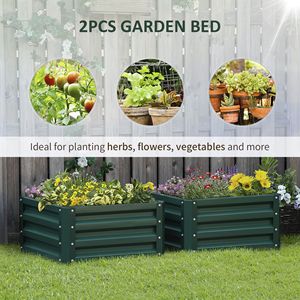 Lot de 2 bacs à plantes carrés en métal galvanisé à fond ouvert, jardinières surélevées, cadre en acier résistant aux intempéries, anti-rouille, faciles à assembler - Product Image 4