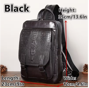<b>Brown</b> Leather <b>Backpack</b> With Crocodile Embossed Pattern And Metal Buckles For Men Women Daily Use premium style leather <b>backpack</b> - Product Image 6