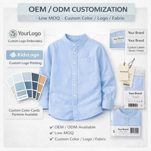 Chemise à manches longues pour enfants personnalisée, 100% coton <span class=keywords><strong>blanc</strong></span>, 2-8 ans, garçons, chemises Oxford décontractées à boutons, OEM ODM en gros - Product Image 6