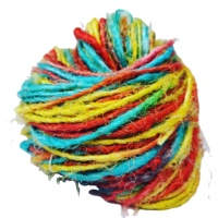 Fil fantaisie 100% Soie de Mûrier de Qualité Supérieure, Écologique, Filé à la Main, Teint, pour Broderie, Tissage, Tricot, Filé à l'Anneau, Recyclé, Style Sari