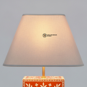 Handcrafted <b>Orange</b> Floral Inlay Table Lamp | Decorative Designer Home <b>Lighting</b> - Product Image 5