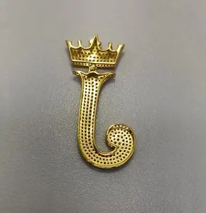 จี้รูปตัวอักษร J ประดับมงกุฎ ทำจากมอสซาไนต์ เงินแท้ 925 ชุบทองคำสีกุหลาบ สไตล์ฮิปฮอป ประดับเพชร สำหรับผู้ชายและผู้หญิง สามารถสั่งทำได้ - Product Image 5