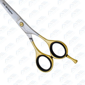 Ciseaux de barbier à manche rond doré, ciseaux de coupe de cheveux professionnels haut de gamme en acier inoxydable avec repose-doigts amovible - Product Image 2