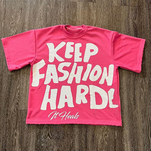 เสื้อยืดโอเวอร์ไซส์ผ้าฝ้าย400 280ครอปของผู้ชายพิมพ์ลายดีทีจีโอเวอร์ไซส์ - Product Image 1