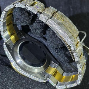 Relojes Clásicos Unisex Hechos a Mano con Diamantes Moissanite VVS1, Correa de Acero Inoxidable, Esfera Analógica Mecánica - Product Image 6