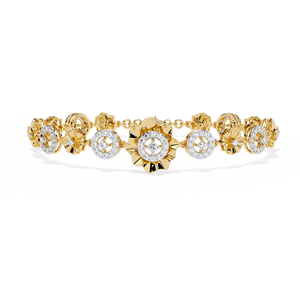 กำไลข้อมือเพชรลายกลีบดอกไม้สีทองสุดหรู ประดับด้วยพลอยทรงกลมระยิบระยับ สำหรับผู้หญิง เครื่องประดับสำหรับเทศกาล - Product Image 2