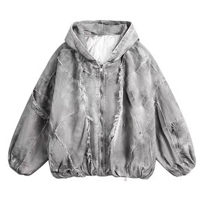 Sweat à capuche épais et lourd 420 GSM en molleton bouclette 100 % coton, coupe oversize, effet délavé vintage, avec fermeture éclair, pour homme, qualité supérieure - Product Image 5