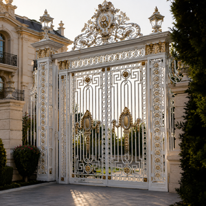 Portail de villa de luxe en fer forgé, orné de motifs roulés, pour entrée principale sécurisée de manoir, maison ou allée. - Product Image 2