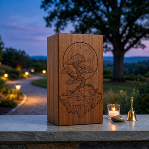 Handcrafted Wooden Urn <b>Box</b> Engraved <b>Memorial</b> <b>Keepsake</b> Cremation Urn American Style for Home Remembrance - Product Image 1