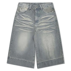 Shorts en jean délavé pour homme, taille mi-haute, en coton, style décontracté d'été, effet stonewashed - Product Image 1