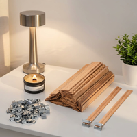 Mèches de bougie en bois naturel extra épaisses, écologiques, non toxiques, 100 pièces, 0,75x5,12 pouces, avec base métallique large pour bougies crépitantes