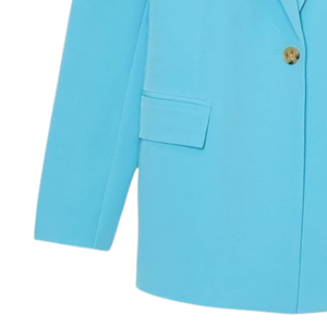 Blazer Largo Azul Cielo para Mujer, Corte Entallado, Frente Abierto, Ropa Formal de Oficina, Estilo Casual de Negocios, Prenda de Moda - Product Image 5