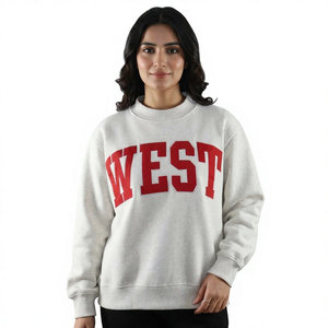 West <b>Leopard</b> <b>Print</b> Crew Neck <b>Sweatshirt</b> Custom Blank Women's Heavyweight Fleece Casual Fashion Pullover OEM Cotton Blend - Product Image 1