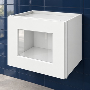 Gabinete de pared con puerta de vidrio de 15 x 12 pulgadas, blanco, estilo Shaker, hecho a medida, RTA, directo de fábrica en Vietnam - Product Image 4