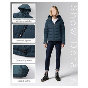 <b>Women's</b> Hooded Puffer Jacket <b>Waterproof</b> Lightweight Full-Zip Warm Quilted Winter Coat Outdoor Cold Weather <b>Parka</b> Casual Trendy - Product Image 5