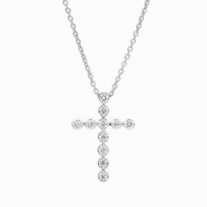 Diamond Cross <b>Necklace</b> with 0.3 CTW Round Cut Lab-Grown Diamonds in White Gold - Product Image 5