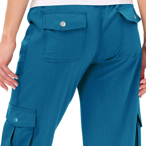 Pantalon Capri Large d'été pour Femme 100% Coton Fermeture Boutonnée Dernière Tendance Décontracté Confortable Idéal pour le Bureau Respirant - Product Image 3