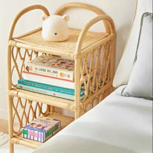 Table de chevet en osier pour enfants, armoire de rangement pour jouets, meubles pour enfants, bibliothèque à 3 niveaux. - Product Image 1