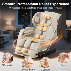 Sillón de Masaje de Cuerpo Completo con Gravedad Cero, Control por Voz, Bluetooth, Yoga, Estiramiento, Rodillos para Pies, Bolsas de Aire y Calefacción - Product Image 5