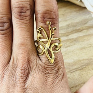 Anillos de Mariposa de Diseño Exclusivo, Anillo Bohemio de Latón para Mujer, Chapado en Oro de 18k, Joyería de Insectos Antigua, Anillo de Flor Bonito al por Mayor - Product Image 4