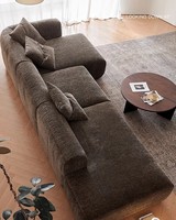 Modern Fransız Şönil Modüler Köşe Koltuk Çikolata Rengi Şezlong Villa Salon Minimalist Daire Mobilyası