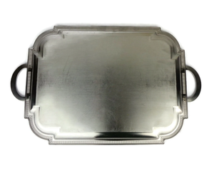 Bandejas Decorativas para Servir Alimentos, Estilo Americano, Diseño de Borde Personalizado, Bandeja Rectangular Hecha a Mano, Bandeja Grande Plateada con Asa - Product Image 1